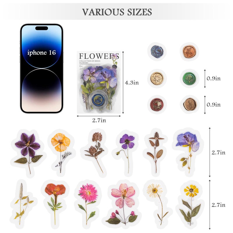 RISYPISY 320PCS Pre-Cut Floral Stickers Set Small Flower Decal Journal Stickers PET Flower Sticker for Adult Card Making Letters DIY, Double Blade Line-Easy to Peel - Image 5