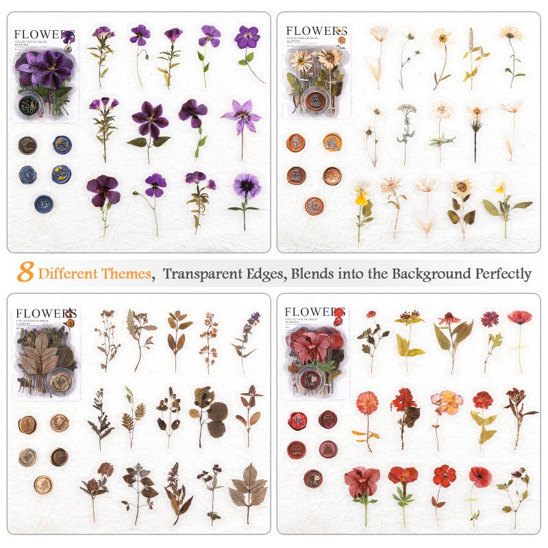 RISYPISY 320PCS Pre-Cut Floral Stickers Set Small Flower Decal Journal Stickers PET Flower Sticker for Adult Card Making Letters DIY, Double Blade Line-Easy to Peel - Image 4