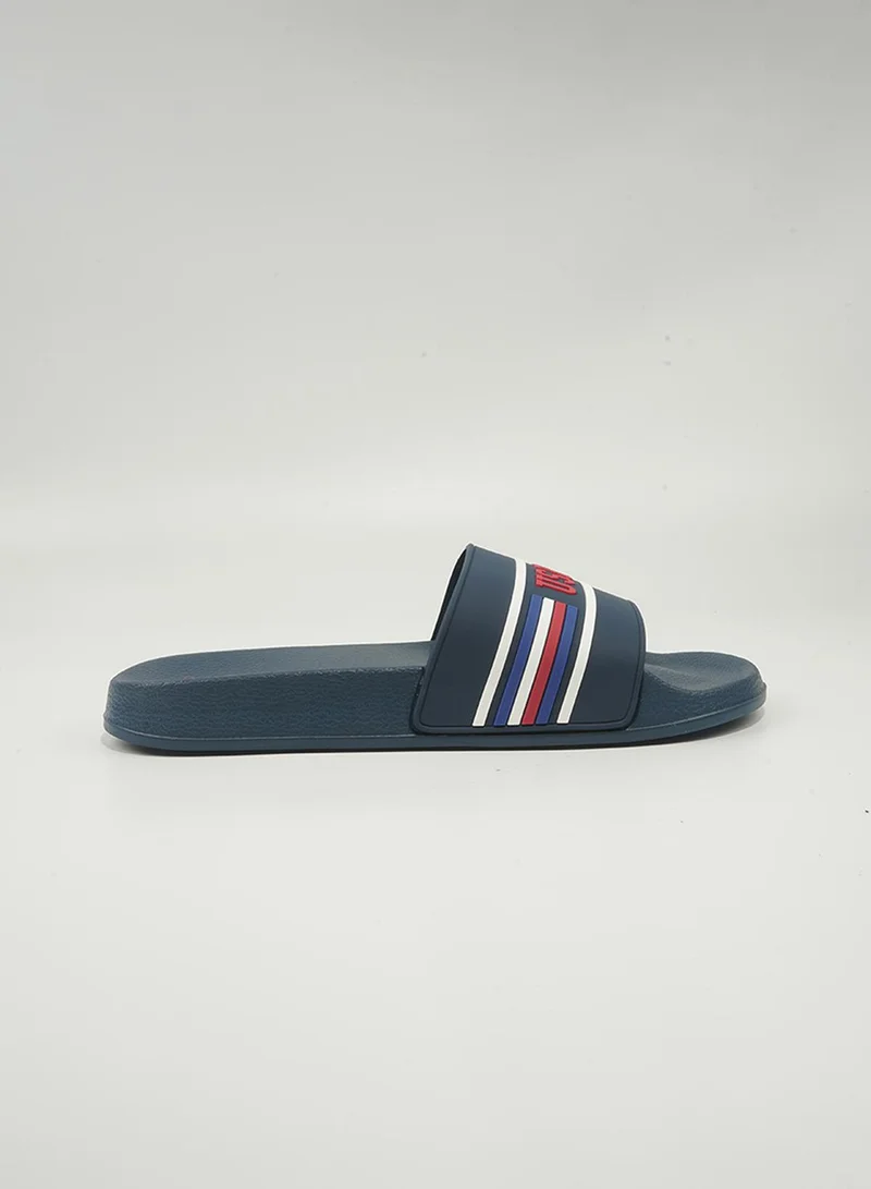 يو اس بولو اسن U.S. Polo Assn. Leon Men's Slip-On Comfortable Casual Everyday Slide Sandals - Navy