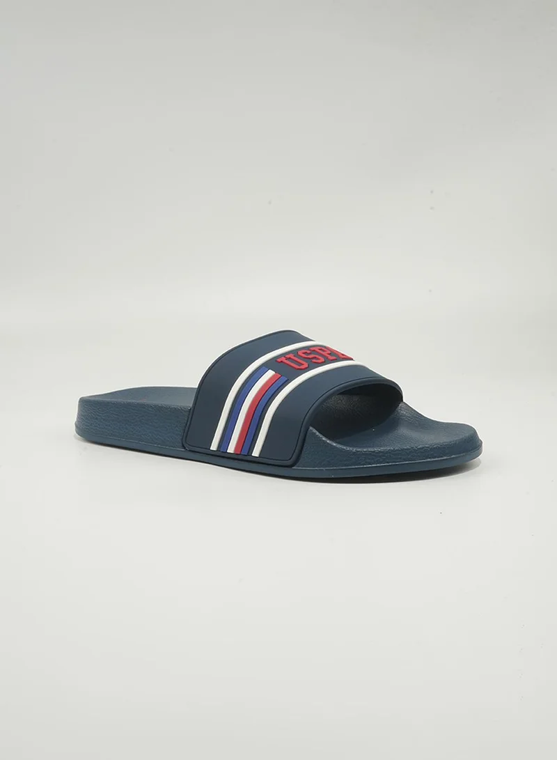 يو اس بولو اسن U.S. Polo Assn. Leon Men's Slip-On Comfortable Casual Everyday Slide Sandals - Navy