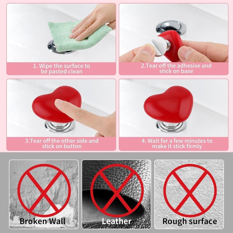 BIRZAR Heart Shaped Toilet Tank Button Flush Replacement Pusher For Protect Women Manicures Multifunctional Handle Holder TankDrawer Lid Helper Bathroom Decor Pack of 4 PCsMulticolor - Image 4