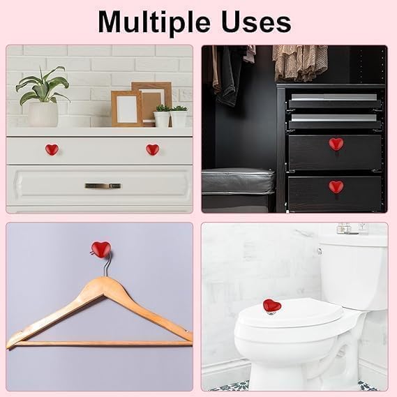 BIRZAR Heart Shaped Toilet Tank Button Flush Replacement Pusher For Protect Women Manicures Multifunctional Handle Holder TankDrawer Lid Helper Bathroom Decor Pack of 4 PCsMulticolor - Image 5