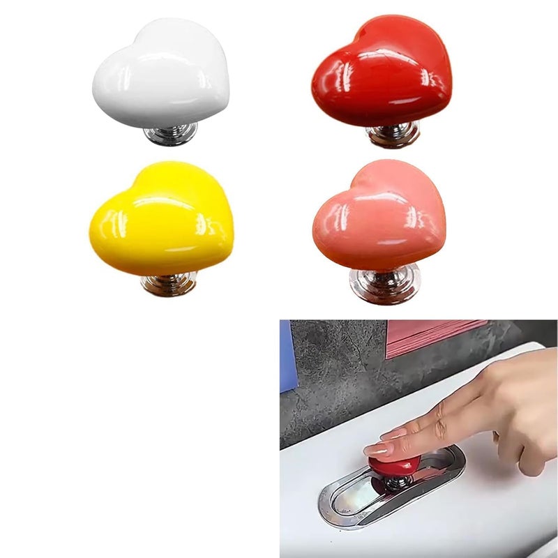 BIRZAR Heart Shaped Toilet Tank Button Flush Replacement Pusher For Protect Women Manicures Multifunctional Handle Holder TankDrawer Lid Helper Bathroom Decor Pack of 4 PCsMulticolor - Image 2
