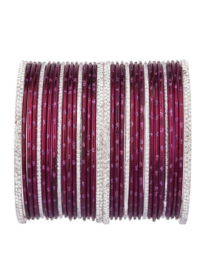 Efulgenz Indian Wedding Bridal Bangles for Women Metal Bangle Set Rhinestone CZ Crystal Bracelet Bangle Jewelry for Women (34 Pcs) - Image 1