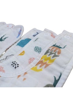 BabyGo Muslin Pure Cotton Cartoon Print 8 Layer Baby Bibs Set Of 5 (Multicolor)  - Image 5