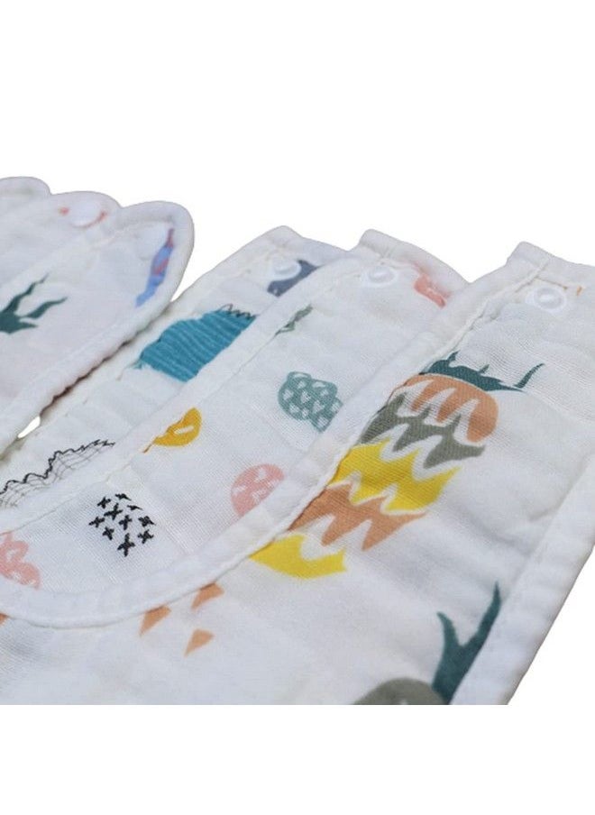 BabyGo Muslin Pure Cotton Cartoon Print 8 Layer Baby Bibs Set Of 5 (Multicolor)  - Image 5