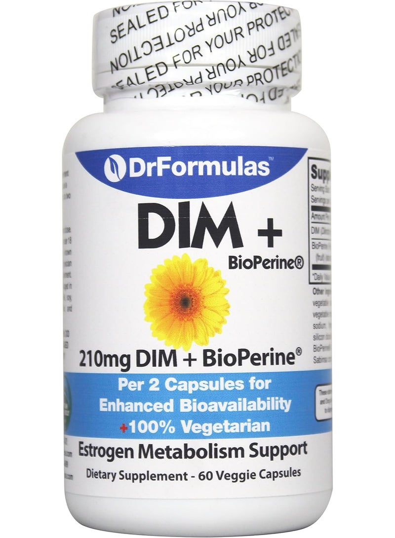 DrFormulas DIM + BioPerine Dietary Supplement, 60 Veggie Capsules - Image 1