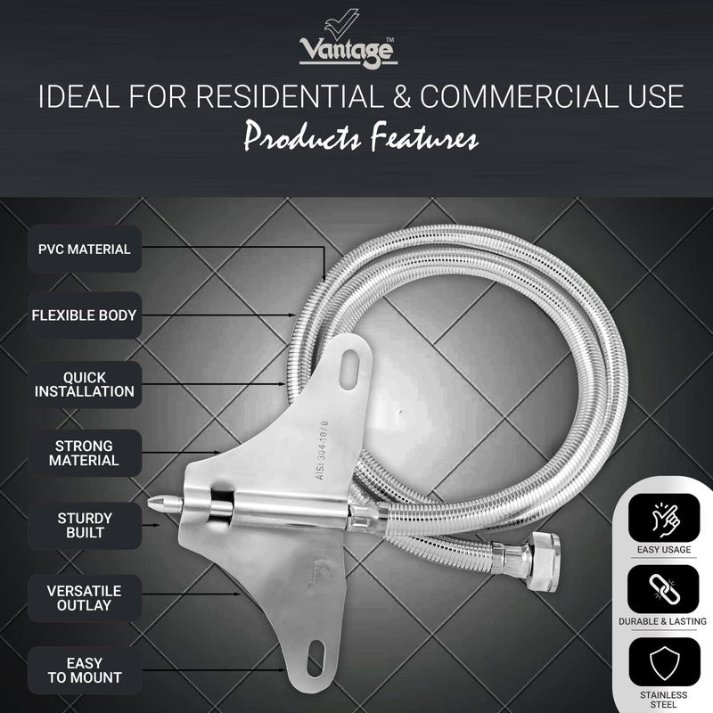 Vantage VAL - 138 Jet Spray Straight Stainless Steel, PVC & Chrome Plated Tube Heavy Duty Bathroom Accessory Easy To Use with Durable & Modern Design - Image 4