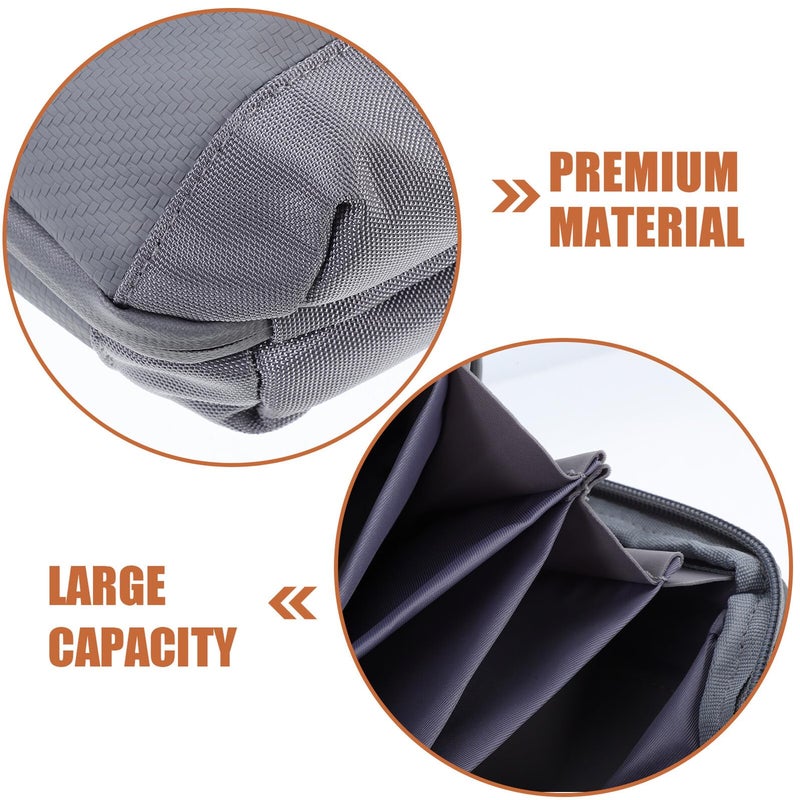 Large Capacity Electronics Organizer Bag With Multiple Compartments Portable Travel Storage Case Grey - Image 4