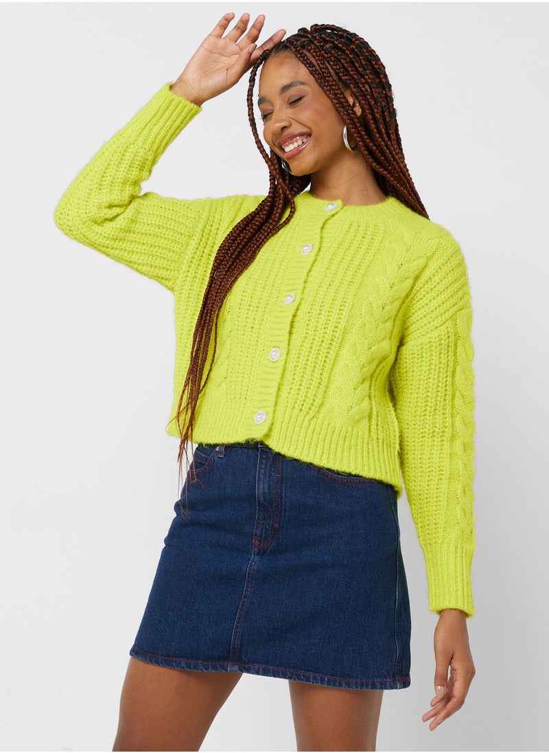ONLY - Puff Sleeve Knitted Cardigan - Image 1