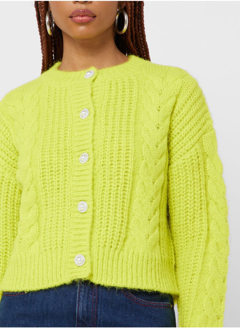 ONLY - Puff Sleeve Knitted Cardigan - Image 1