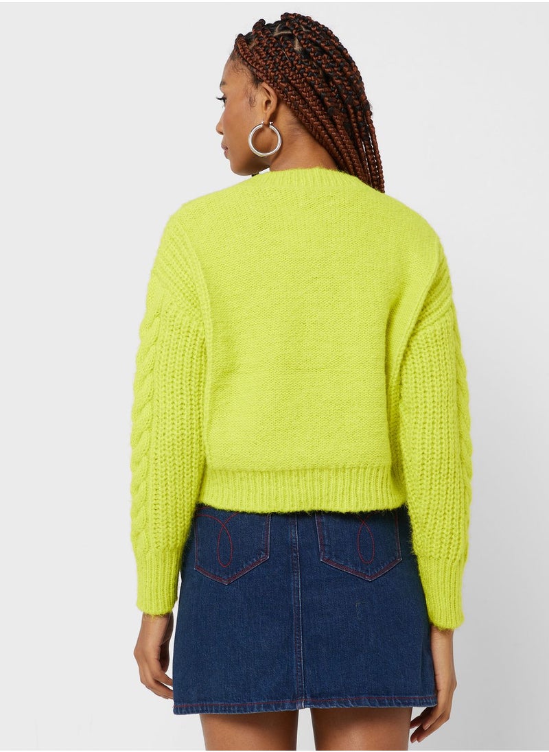 ONLY - Puff Sleeve Knitted Cardigan - Image 1