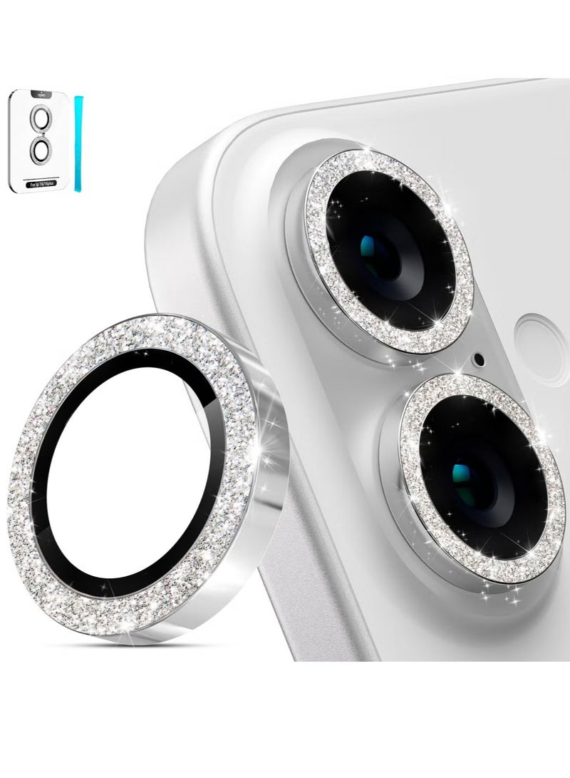 ELTRAZONE IP 16/16 Plus Camera Lens Protector – AR+AF Tempered Glass 9H Anti-Scratch Metal Individual Lens Cover, HD Clear Camera Accessories (Glitter Silver) - Image 1