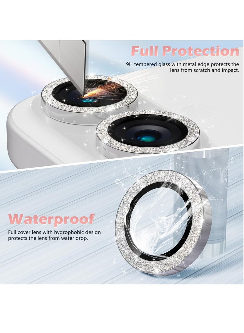 ELTRAZONE IP 16/16 Plus Camera Lens Protector – AR+AF Tempered Glass 9H Anti-Scratch Metal Individual Lens Cover, HD Clear Camera Accessories (Glitter Silver) - Image 2