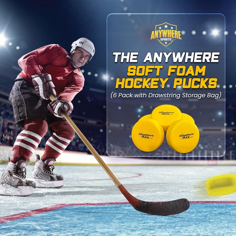 Nature Bound The Anywhere Puck Foam Hockey Training Puck (6 Pack with Drawstring Storage Bag), for Children and Adults, Indoor and Outdoor Use - Image 2