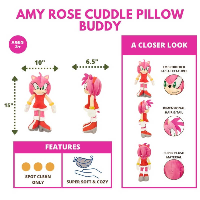 Franco Super Soft Plush Anime Cuddle Pillow Buddy, 1 Count (Pack of 1), Sonic The Hedgehog Amy Rose - Image 4