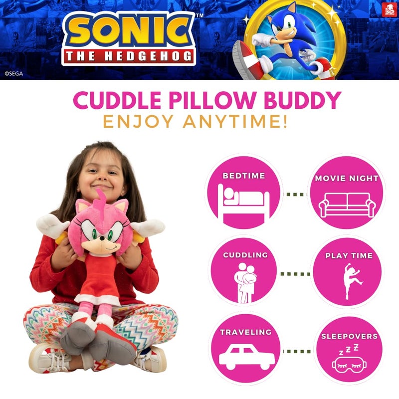 Franco Super Soft Plush Anime Cuddle Pillow Buddy, 1 Count (Pack of 1), Sonic The Hedgehog Amy Rose - Image 3