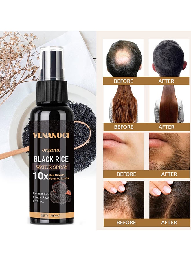 Venanoci - Hair Growth Serum, Black Rice Water For Hair Growth For Women And Men, Hair Loss Treatment, Rice Water Spray For Damaged Dry Hair Treatment, Hair Regrowth Treatment For Thicker Longer - Image 1