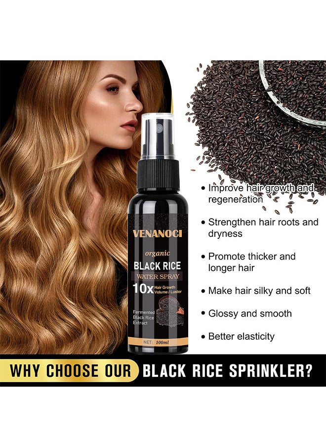 Venanoci - Hair Growth Serum, Black Rice Water For Hair Growth For Women And Men, Hair Loss Treatment, Rice Water Spray For Damaged Dry Hair Treatment, Hair Regrowth Treatment For Thicker Longer - Image 1