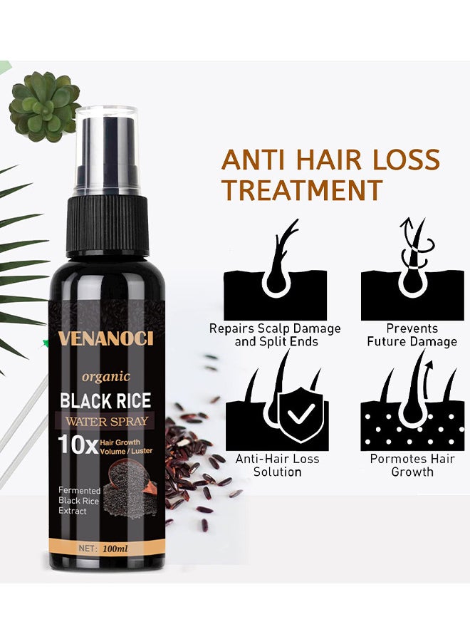 Venanoci - Hair Growth Serum, Black Rice Water For Hair Growth For Women And Men, Hair Loss Treatment, Rice Water Spray For Damaged Dry Hair Treatment, Hair Regrowth Treatment For Thicker Longer - Image 1