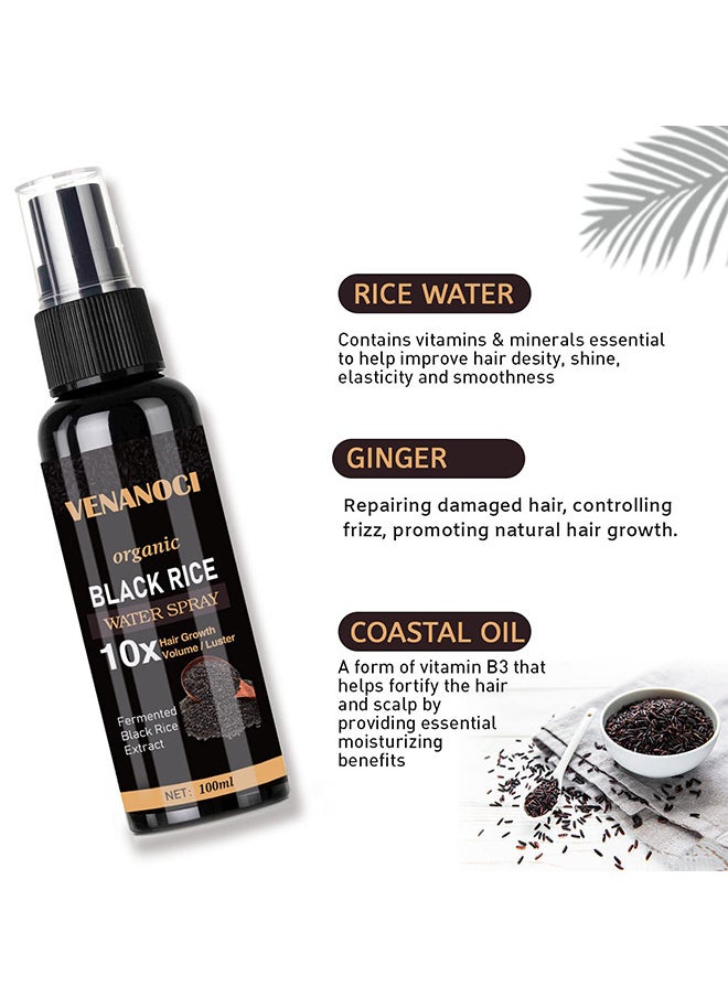 Venanoci - Hair Growth Serum, Black Rice Water For Hair Growth For Women And Men, Hair Loss Treatment, Rice Water Spray For Damaged Dry Hair Treatment, Hair Regrowth Treatment For Thicker Longer - Image 1