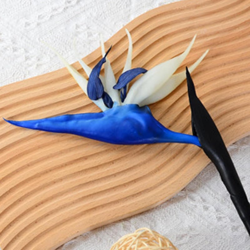 Artificial Flowers Bird of Paradise, Permanent Realistic Decorative False Paradise Flower Plants Strelitzia Tropical Imitation Plant Flower Bouquets for Home Office (Blue) - Image 2