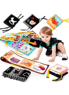 Generic Black And White Color Tear-proof Baby Bed Circumference Soft Cloth Book Montessori Baby Cognitive Cloth Book-Color:Traffic Black And White  - Image 3