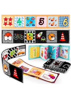 Generic Black And White Color Tear-proof Baby Bed Circumference Soft Cloth Book Montessori Baby Cognitive Cloth Book-Color:Traffic Black And White  - Image 5