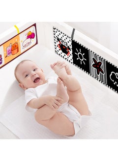 Generic Black And White Color Tear-proof Baby Bed Circumference Soft Cloth Book Montessori Baby Cognitive Cloth Book-Color:Traffic Black And White  - Image 4