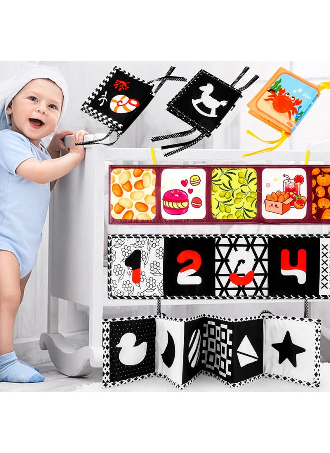 null - Black And White Color Tear-proof Baby Bed Circumference Soft Cloth Book Montessori Baby Cognitive Cloth Book-Color:Traffic Black And White - Image 1