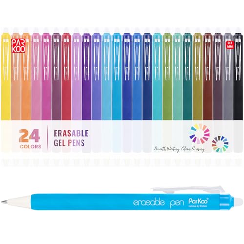 ParKoo Retractable Erasable Gel Pens, 0.7mm Fine Point, 24 Assorted Colors, Smooth Writing Erasable Ink Pens for Note Taking, Journaling, Planner & Drawing, Mistake-Free Correction - Image 1