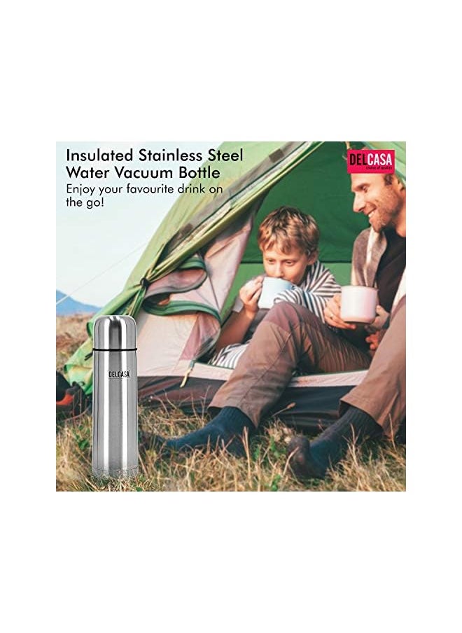 DELCASA - 750Ml/25Oz Stainless Steel Vacuum Water Bottle – Insulated Flask Bottle  Thermos Flask With Double Wall Design  Hot & Cool Portable & Leak Proof  Perfect For Camping Hiking Silver - Image 1