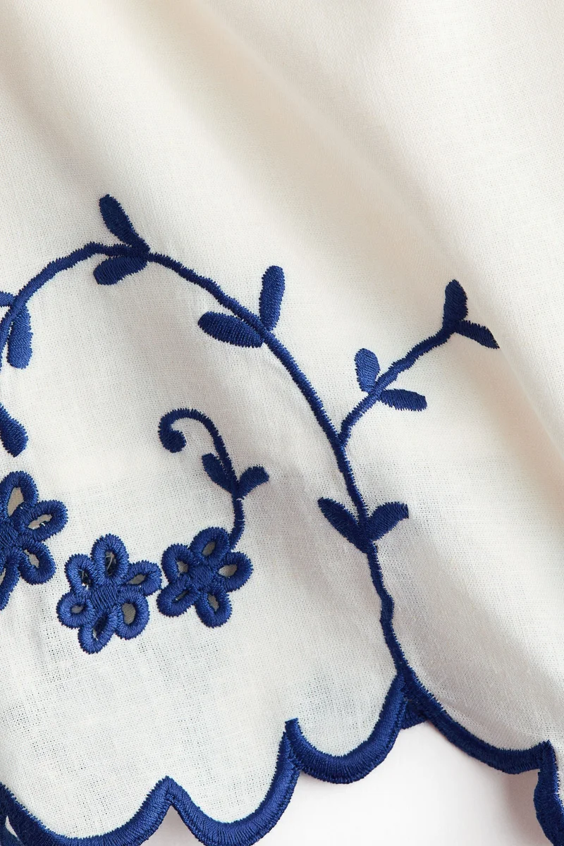 H&M Embroidered linen-blend shorts