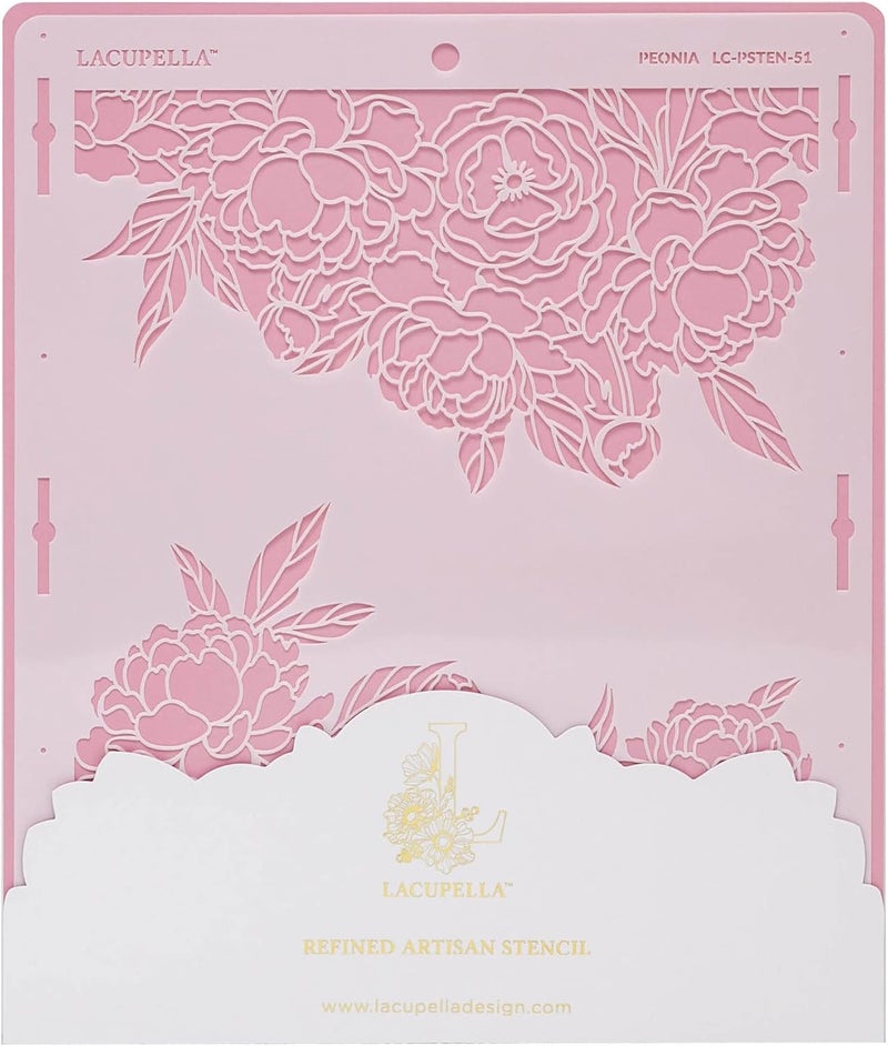 LACUPELLA Large Cake Decorating Stencil (PEONIA) Peony Flower Pattern - Image 5