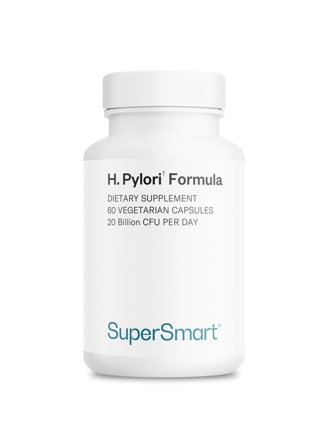 SuperSmart H. Pylori Fight Natural Treatment 20 Billion CFU per Day (Probiotic Lactobacillus Reuteri) - Gastric Acid Reflux Relief - Stomach Repair | Non-GMO & Gluten Free - 60 Vegetarian Capsules - Image 1