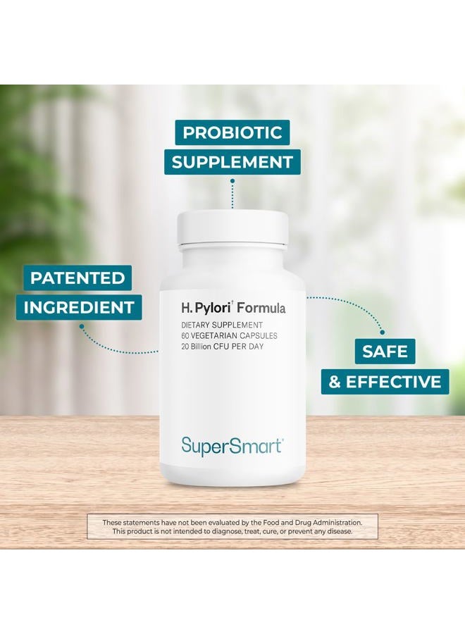 SuperSmart H. Pylori Fight Natural Treatment 20 Billion CFU per Day (Probiotic Lactobacillus Reuteri) - Gastric Acid Reflux Relief - Stomach Repair | Non-GMO & Gluten Free - 60 Vegetarian Capsules - Image 2