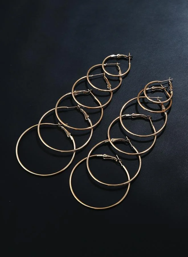 تايك تو مجموعة من 6 - أقراط حلق ذهبية