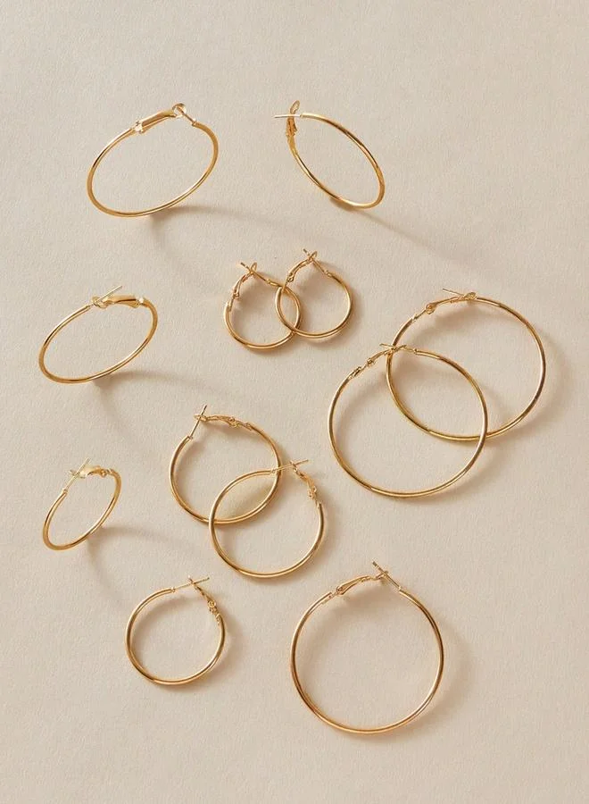 تايك تو مجموعة من 6 - أقراط حلق ذهبية