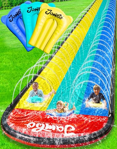 JAMBO XL 20Ft Water Soaker Premium Slip and Slide with 3 Bodyboards Heavy Duty Water Slide Advanced 3Way Water Sprinkler System Backyard Waterslide Outdoor Water Toys n Slides for Kids - Image 1