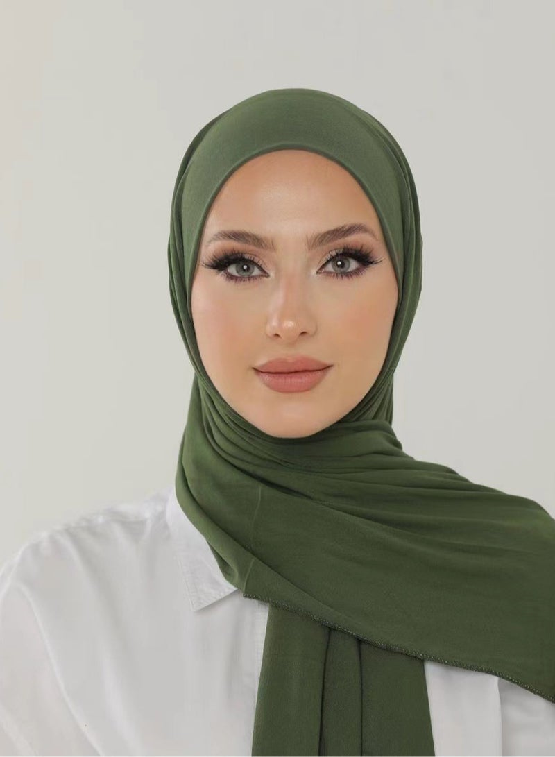 【Super Smart Sale/Big Sale】Modal Fashion Scarf – OLIVE GREEN Headscarf 