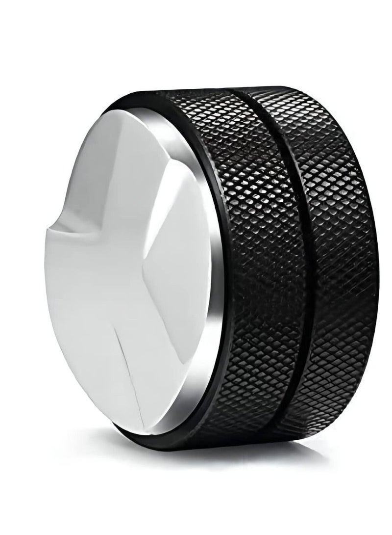 KASTWAVE موزع قهوة من الفولاذ المقاوم للصدأ، مكبس مسحوق القهوة، أداة تسوية القهوة، مطحنة قهوة سوداء، مطرقة مسحوق قابلة للتعديل، ذو رأسين متين وقابل للاستخدام في أي مكان (أسود، بقطر 51 ملم) - Image 1