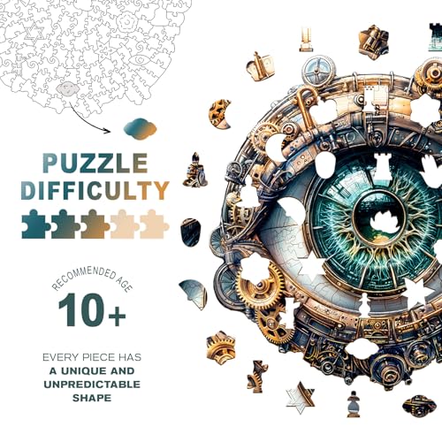 Purdicra Wooden Puzzles for Adults Mechanical Eyes Wooden Jigsaw Puzzle Unique Animal Shaped Wood Puzzles Adult Christmas Birthday Gifts for FriendsFamily Home Decor 85 85in 100pcs - Image 5