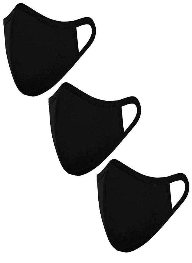 GR DESIGN®Hosiery Cotton Mask, Reusable and Washable Face Masks - Black (pack of 3) - Image 1