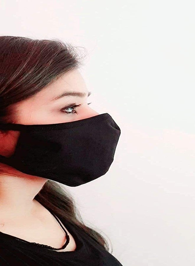 GR DESIGN®Hosiery Cotton Mask, Reusable and Washable Face Masks - Black (pack of 3) - Image 4