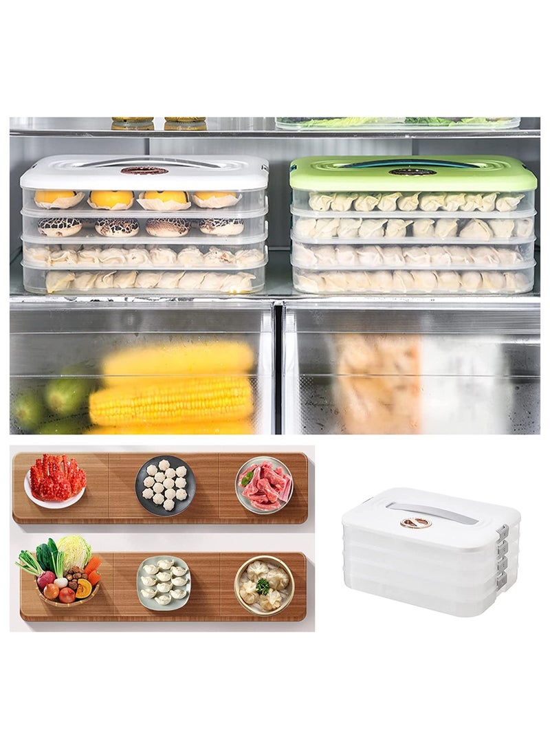 KASTWAVE صندوق تخزين dumpling ذو 4 طبقات، حاويات تخزين طعام قابلة للتكديس بأغطية، لحاوية طعام الفريزر، ثلاجة dumpling، ثمرة، خضار (أبيض)  - Image 2