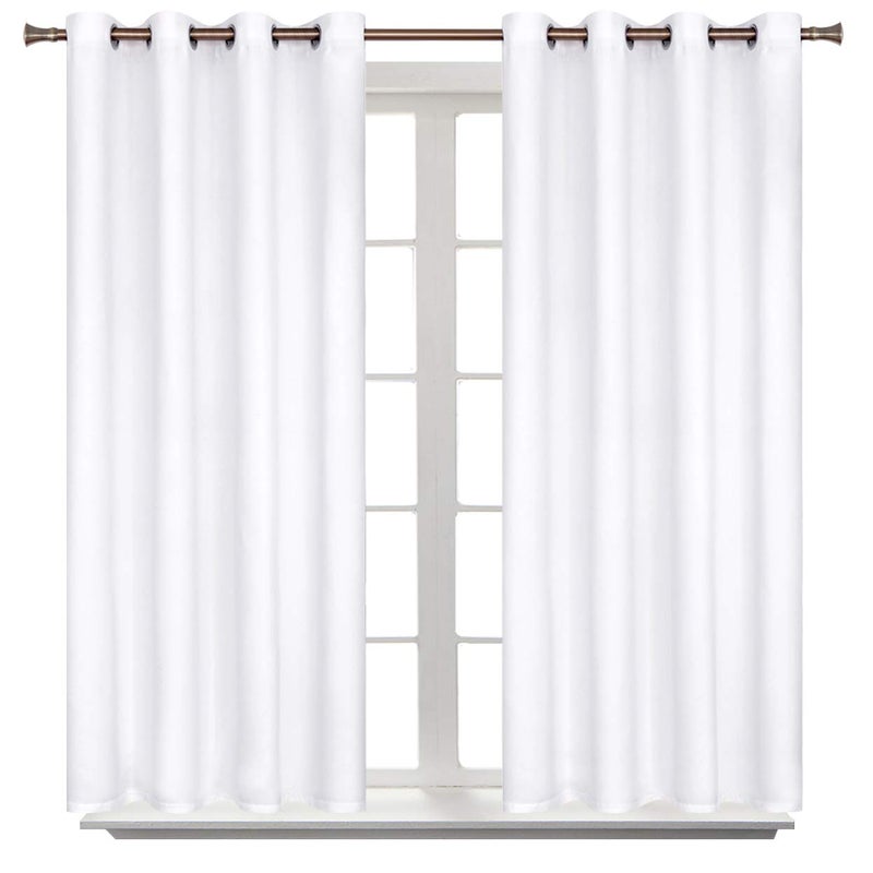 BGment Room Darkening Curtains 45 Inches Long - Grommet Thermal Insulated Drapes Window Treatment Curtains for Bedroom  2 Panels  52 x 45 Inch  Pure White - Image 1