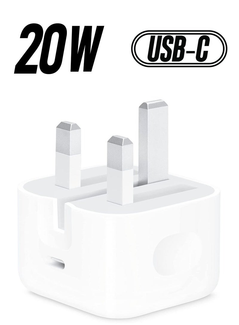 MUNTAQI 20W Power Adapter for phones Plug PD Power Adapter Wall Plug Compatible with iPhone 14 13, 13pro 12 Pro Max/12 Mini/SE (White) - Image 1