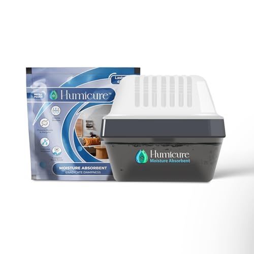 Humicure Moisture Absorber Reusable Box with Refill Pouch 400 Gram for Wardrobe, Bathroom, Kitchen, Protect from Mould, Fungus (Reusable Box Kit - Pack of 1) - Image 1