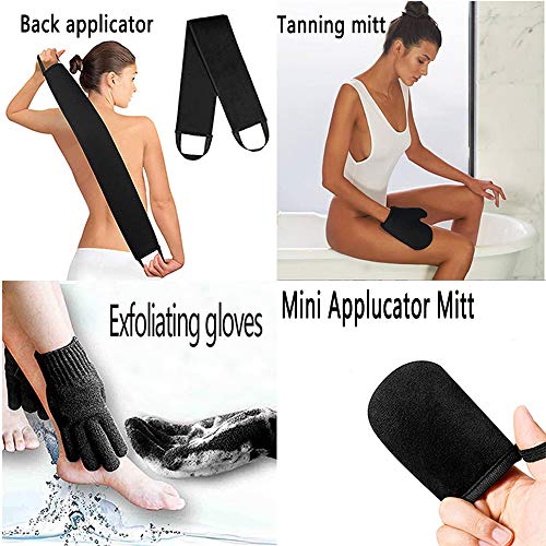 KELILO Self Tanning Mitt Set Includes Self Tanner Mitt Mini Tanning Glove Treatment Details Exfoliating Glove Self Tanner Back Applicator with Handles for Even, Streak-Free Glow - Image 2