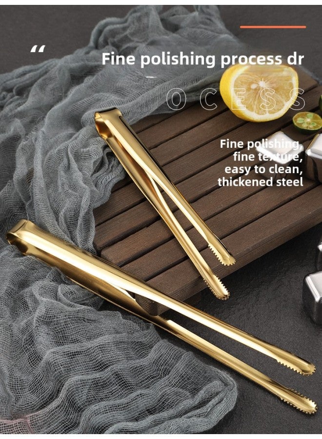 Japanese-style 304 Stainless Steel Barbecue Clip Golden Barbecue Clip Extended Food Clip Steak Clip BBQ Buffet Food Clip-Color:Bare Body Clip 19cm (gold) + Red Scissors - Image 4